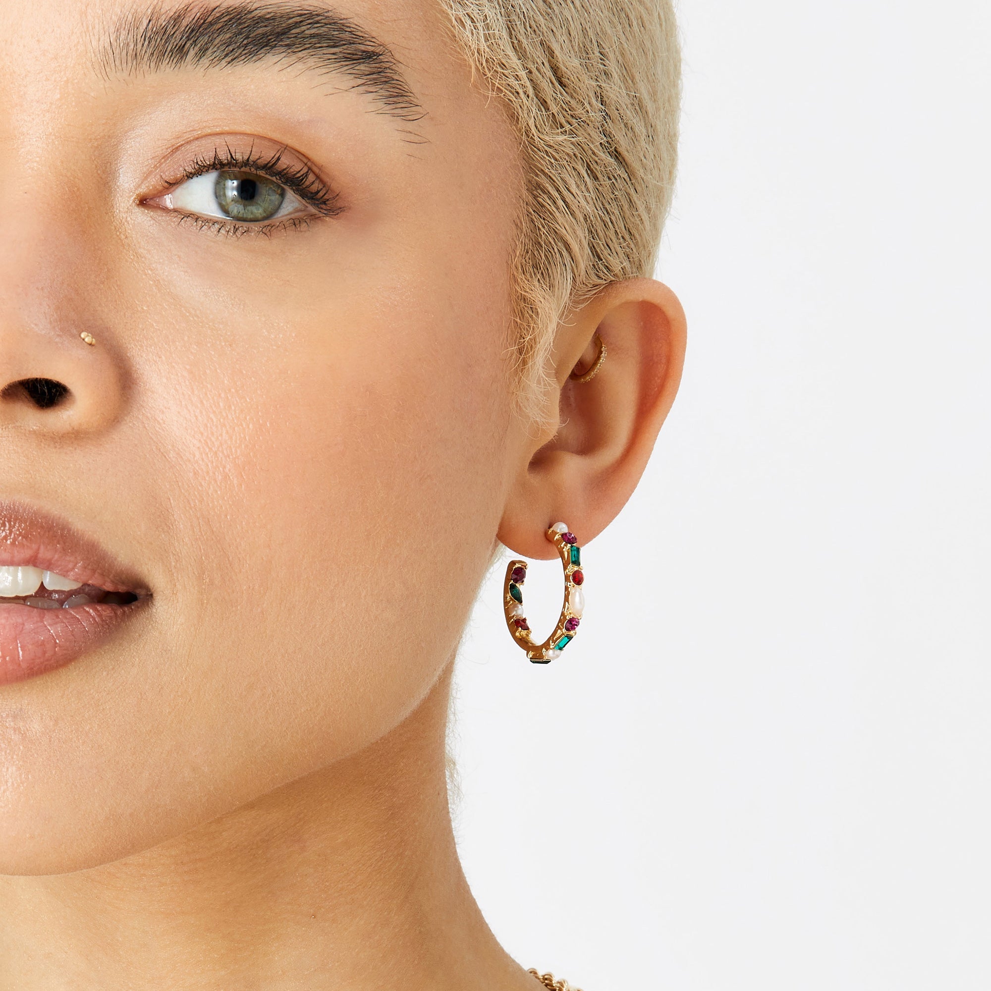 Accessorize London Women's multi Willow Eclectic Stones Hoop