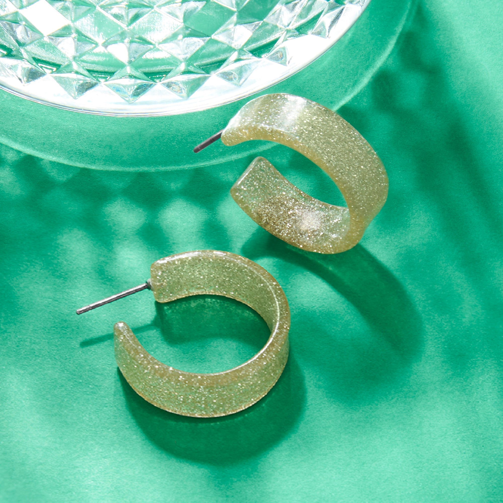 Gold glitter clearance hoop earrings