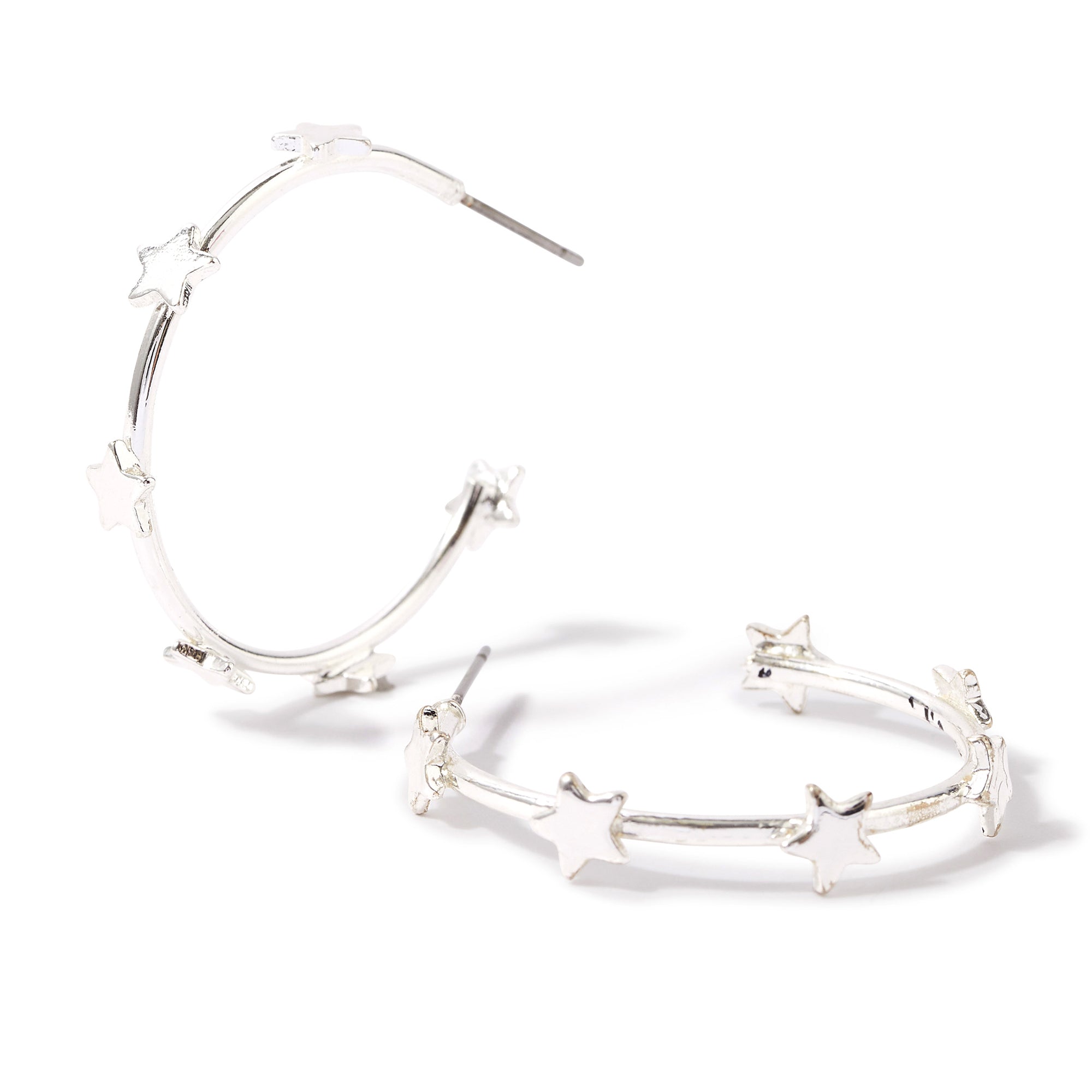 Accessorize London Women's silver 90S Flashback Star Station Hoop Earring