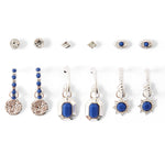 Accessorize London Women's Blue Super Classics Set of 6 Blue Hoop & Stud Earring Set