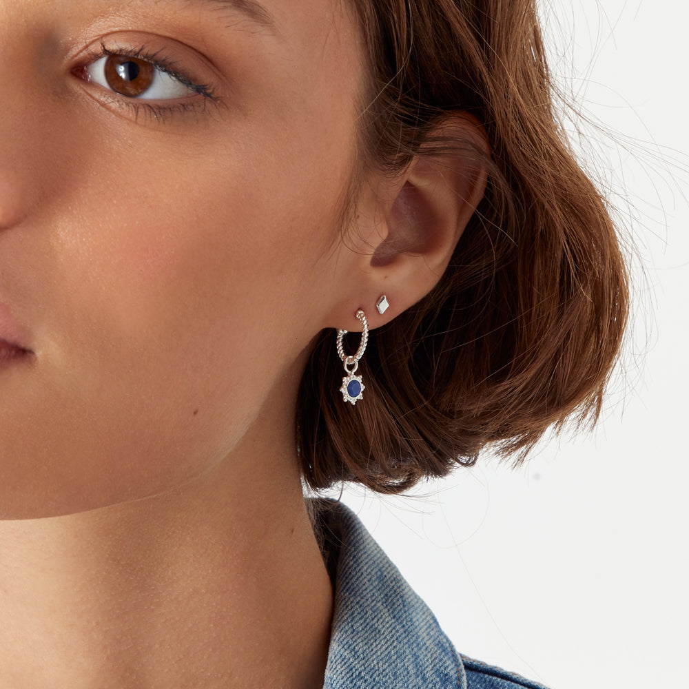 Accessorize London Women's Blue Super Classics Set of 6 Blue Hoop & Stud Earring Set