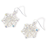 Accessorize London Women's Bright Crystal snowflake short drop Earrings