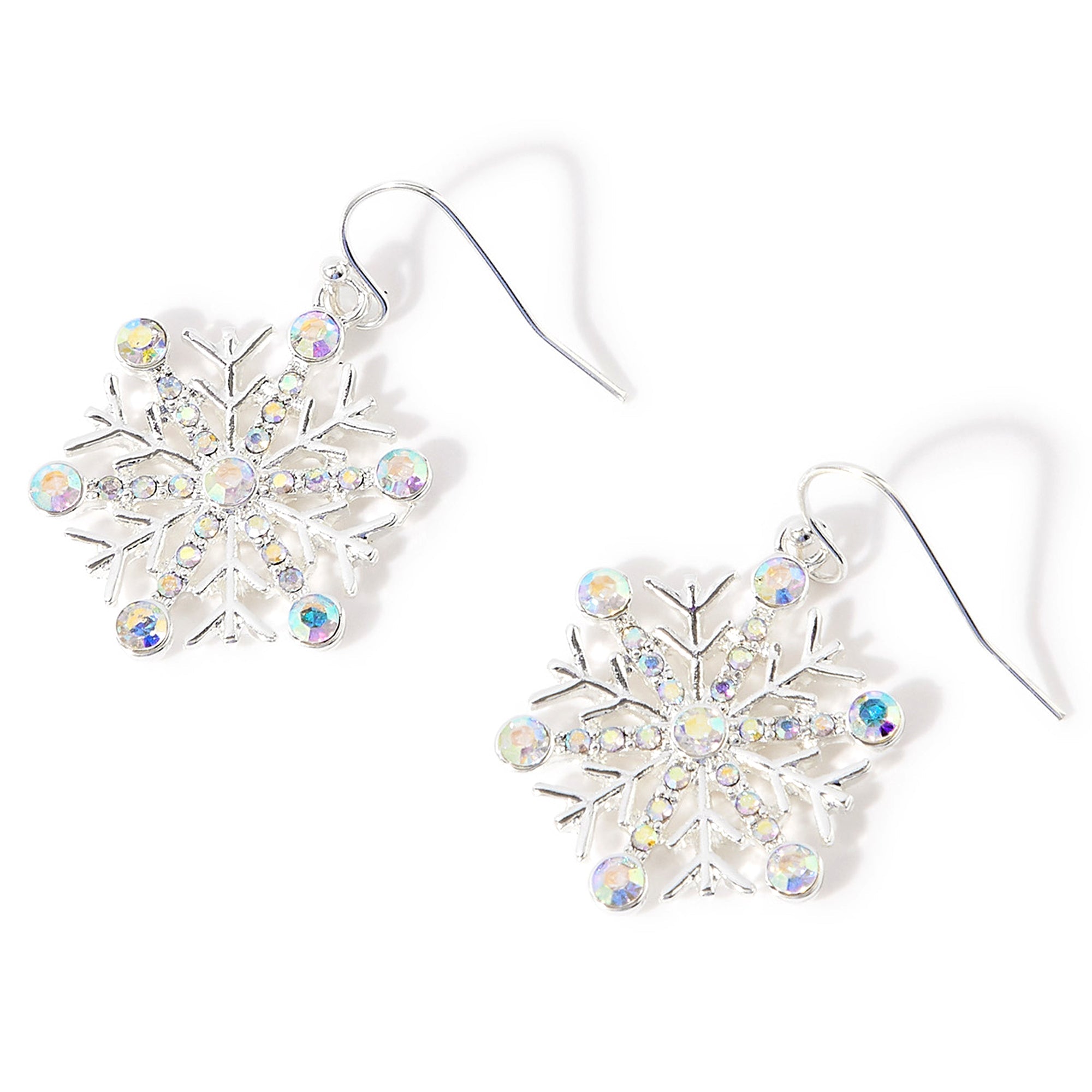 Accessorize London Women's Bright Crystal snowflake short drop Earrings