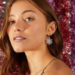 Accessorize London Women's Bright Crystal snowflake short drop Earrings