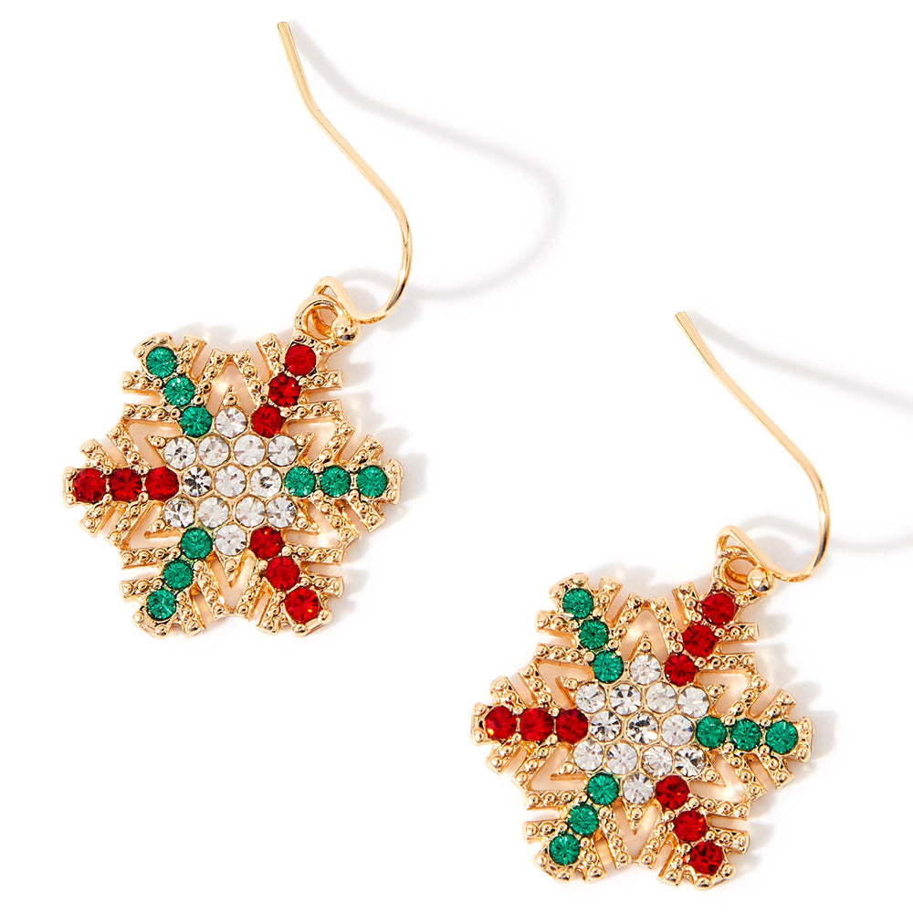 Accessorize London Women's Colourful Crystal snowflake short drop Earrings