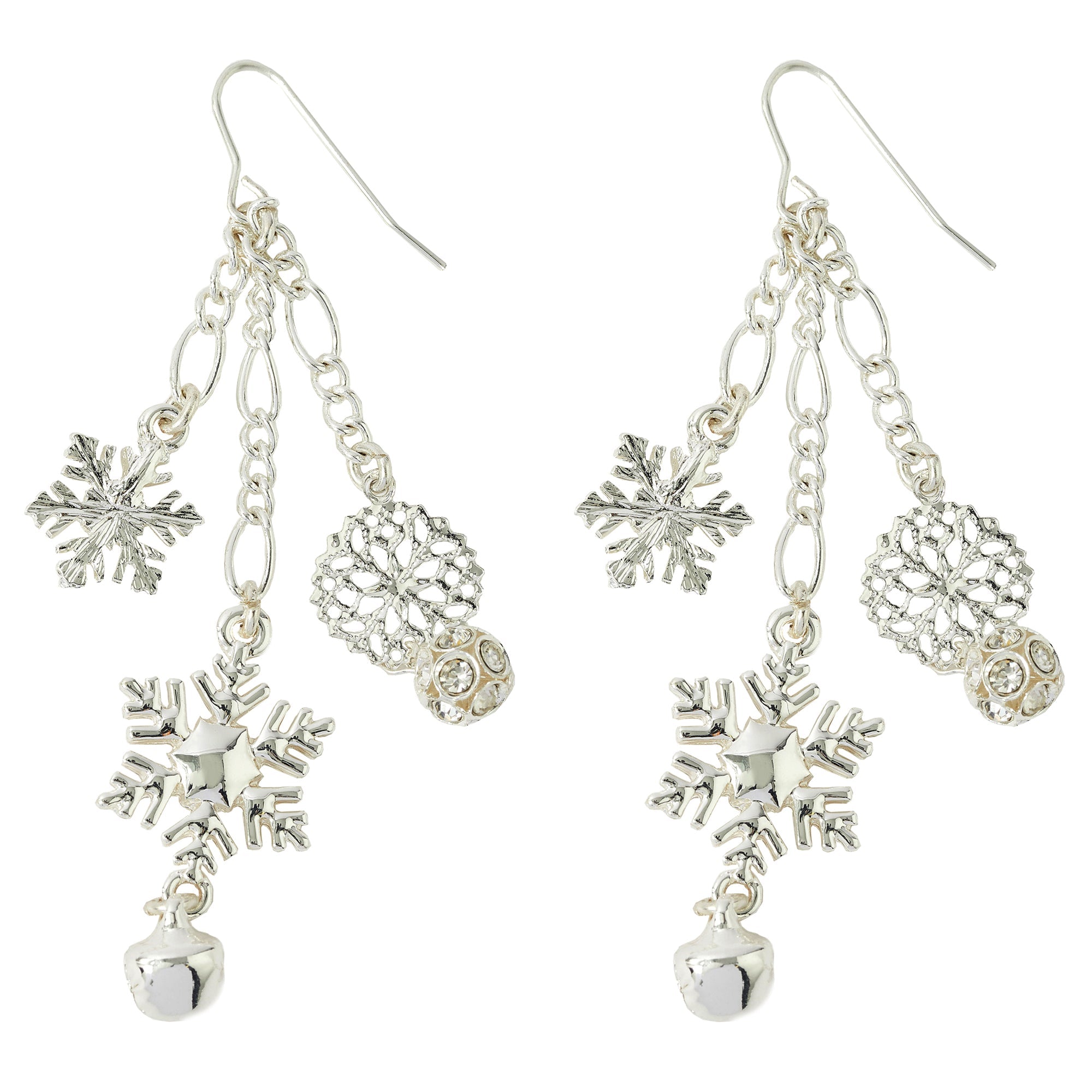 Accessorize London Women's Xmas Snowflake Silver Drop Earring