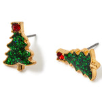Accessorize London Women's Green Christmas Tree Stud Earring