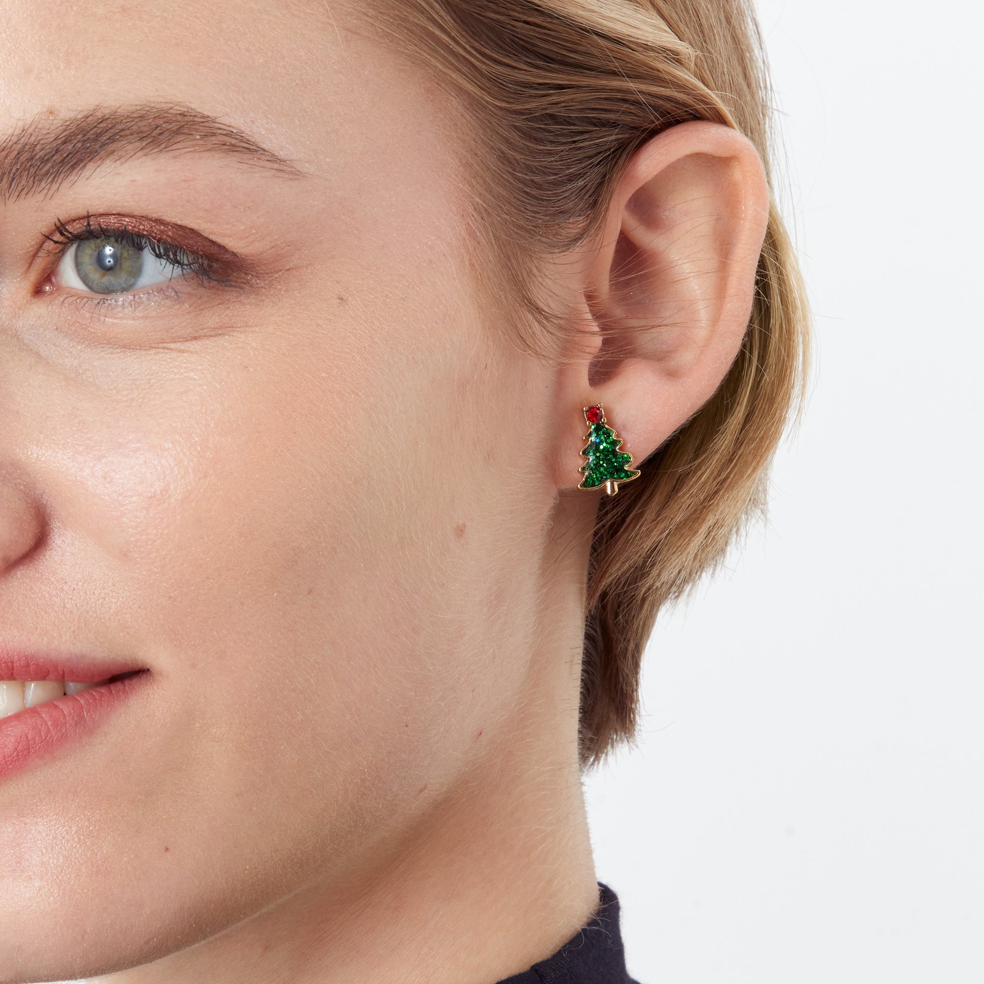 Accessorize London Women's Green Christmas Tree Stud Earring