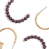 Accessorize London Women's purple Amber Set of 2 Facet Beads Hoop Earring Pack