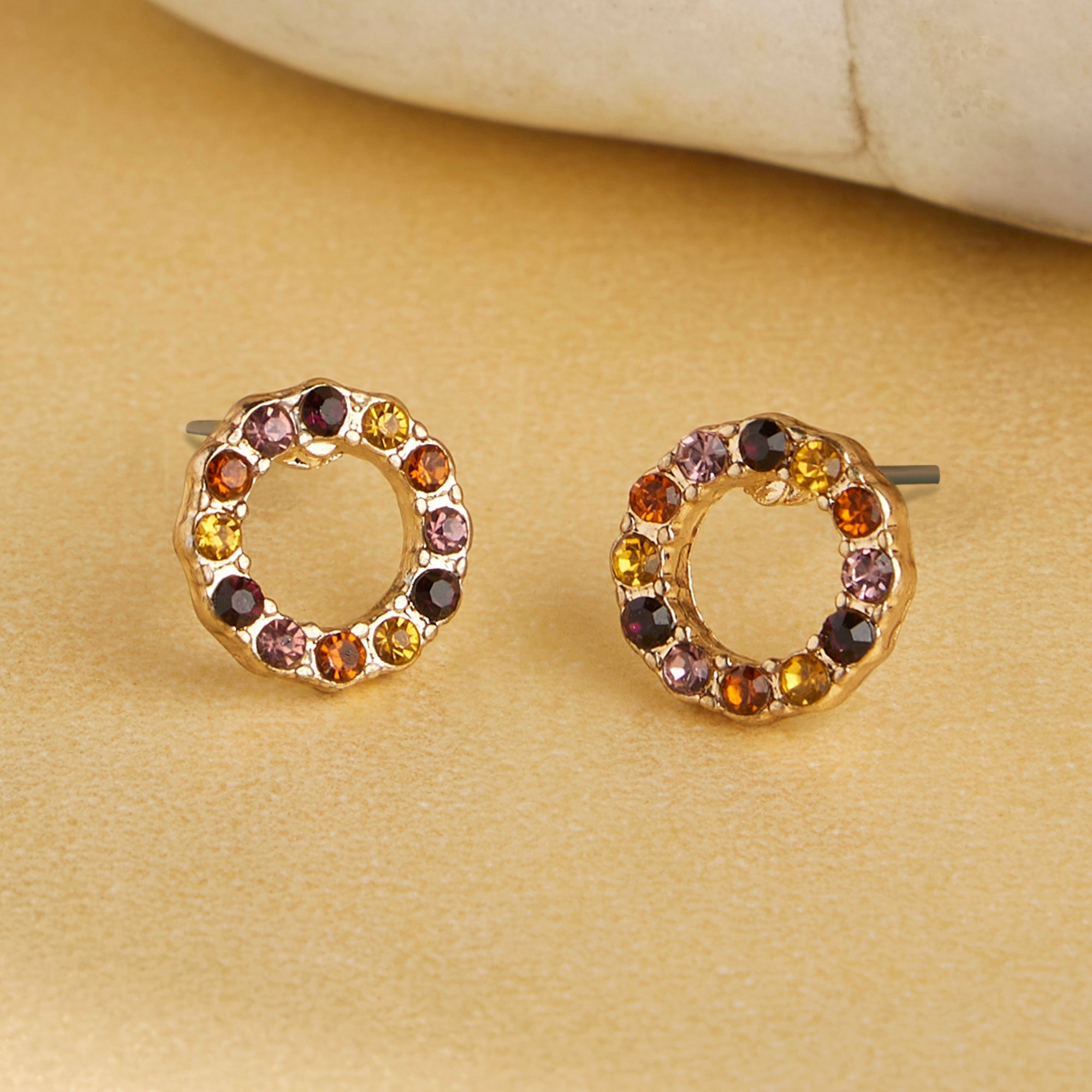 Accessorize London Women's purple Amber Ditsy Halo Stud Earring