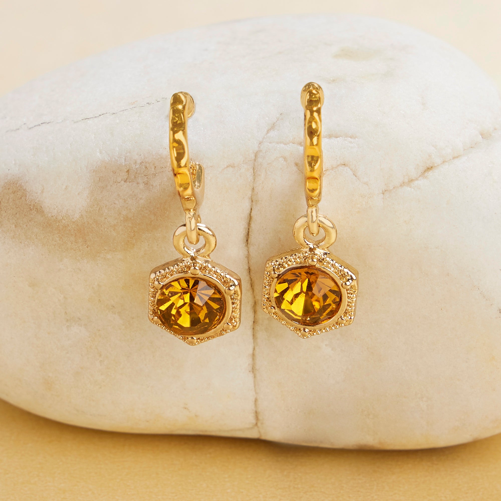 Accessorize London Women's orange Amber Crystal Short Drop Earring