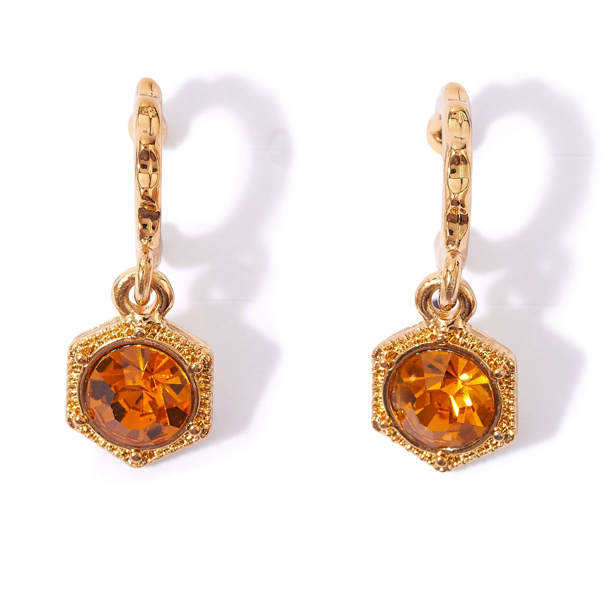 Accessorize London Women's orange Amber Crystal Short Drop Earring