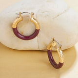 Accessorize London Women's purple Amber Enamel Metal Hoop Earring