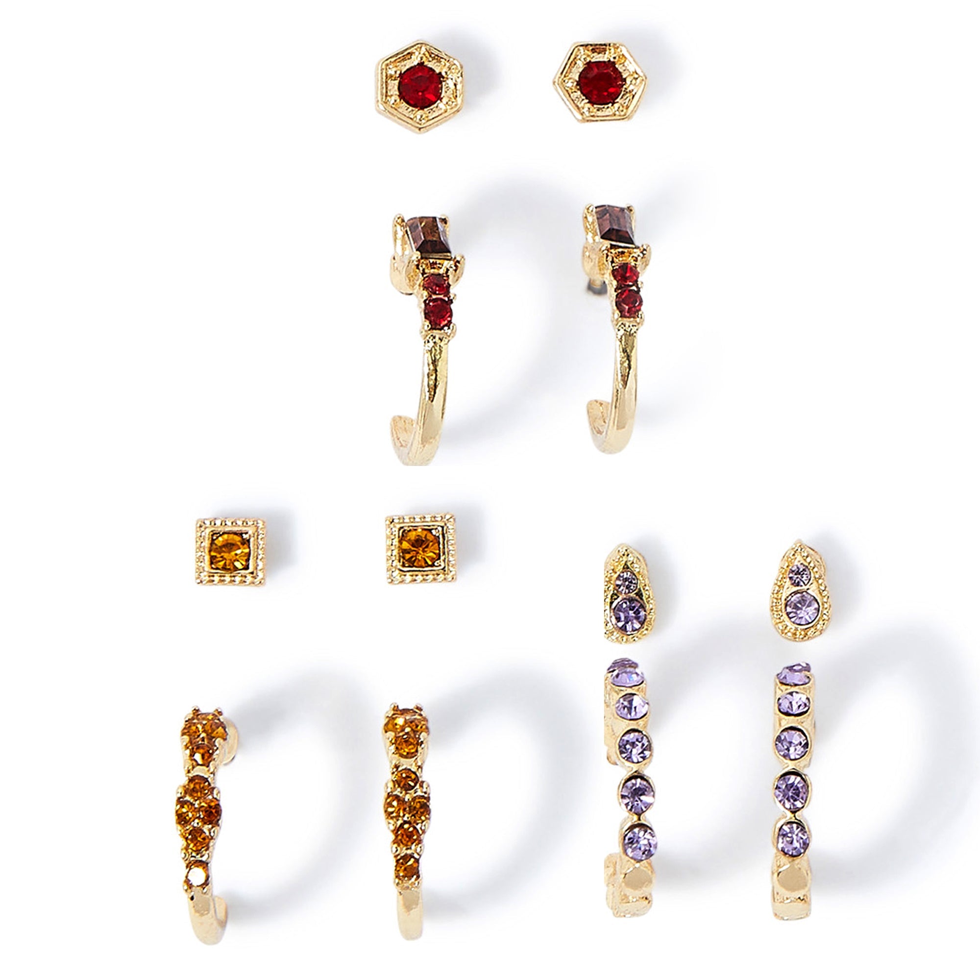 Accessorize London Women's Amber Pack of 6 Stud & Huggie Pack