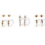 Accessorize London Women's Amber Pack of 6 Stud & Huggie Pack