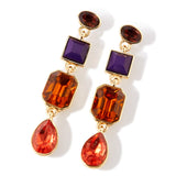 Amber Eclectic Stones Long Drop Earring