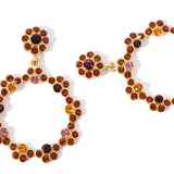 Accessorize London Women's bronze Amber Flower Crystal Doorknocker Earrings
