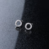 925 Pure Sterling Silver Sparkle Circle Studs Earrings For Women