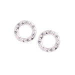 925 Pure Sterling Silver Sparkle Circle Studs Earrings For Women
