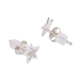 925 Pure Sterling Silver Sparkle Star Studs Earrings For Women