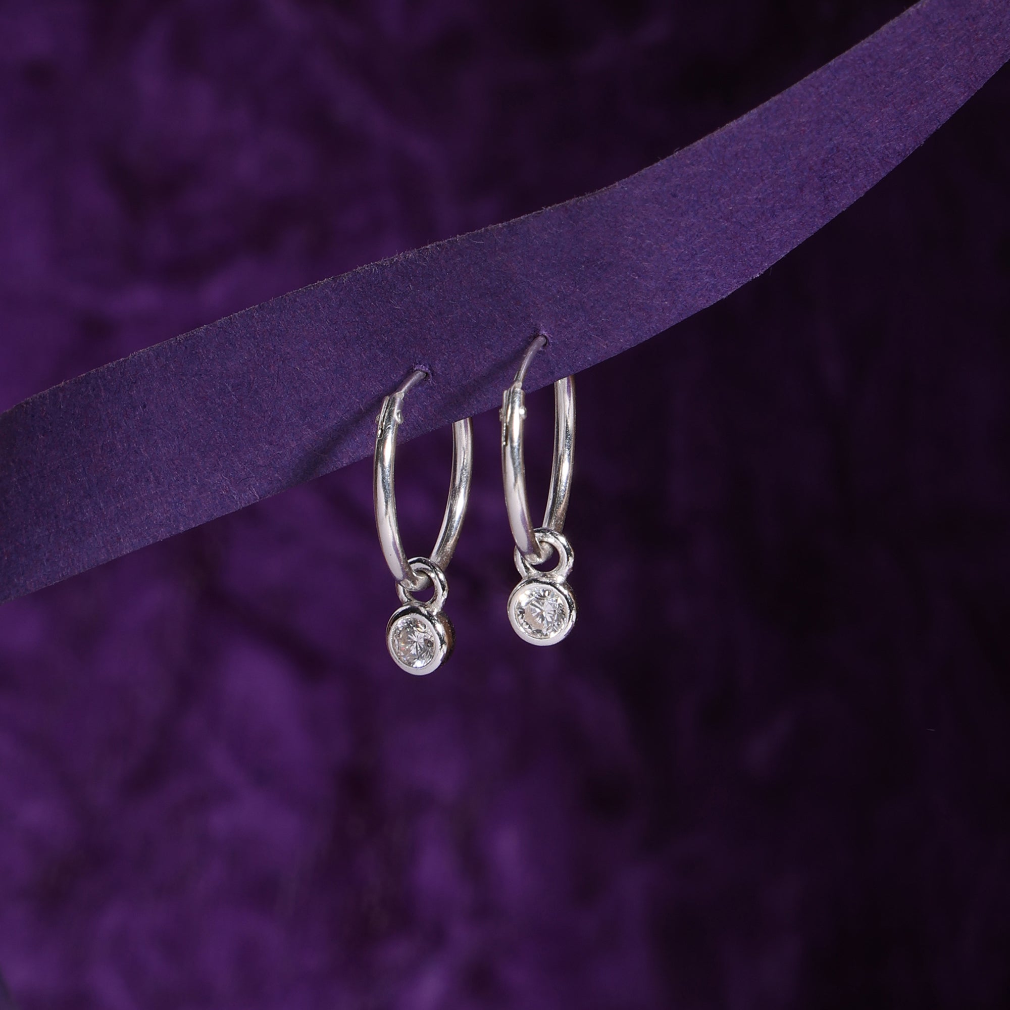 925 Pure Sterling Silver Sparkle Huggie Earrings For Women