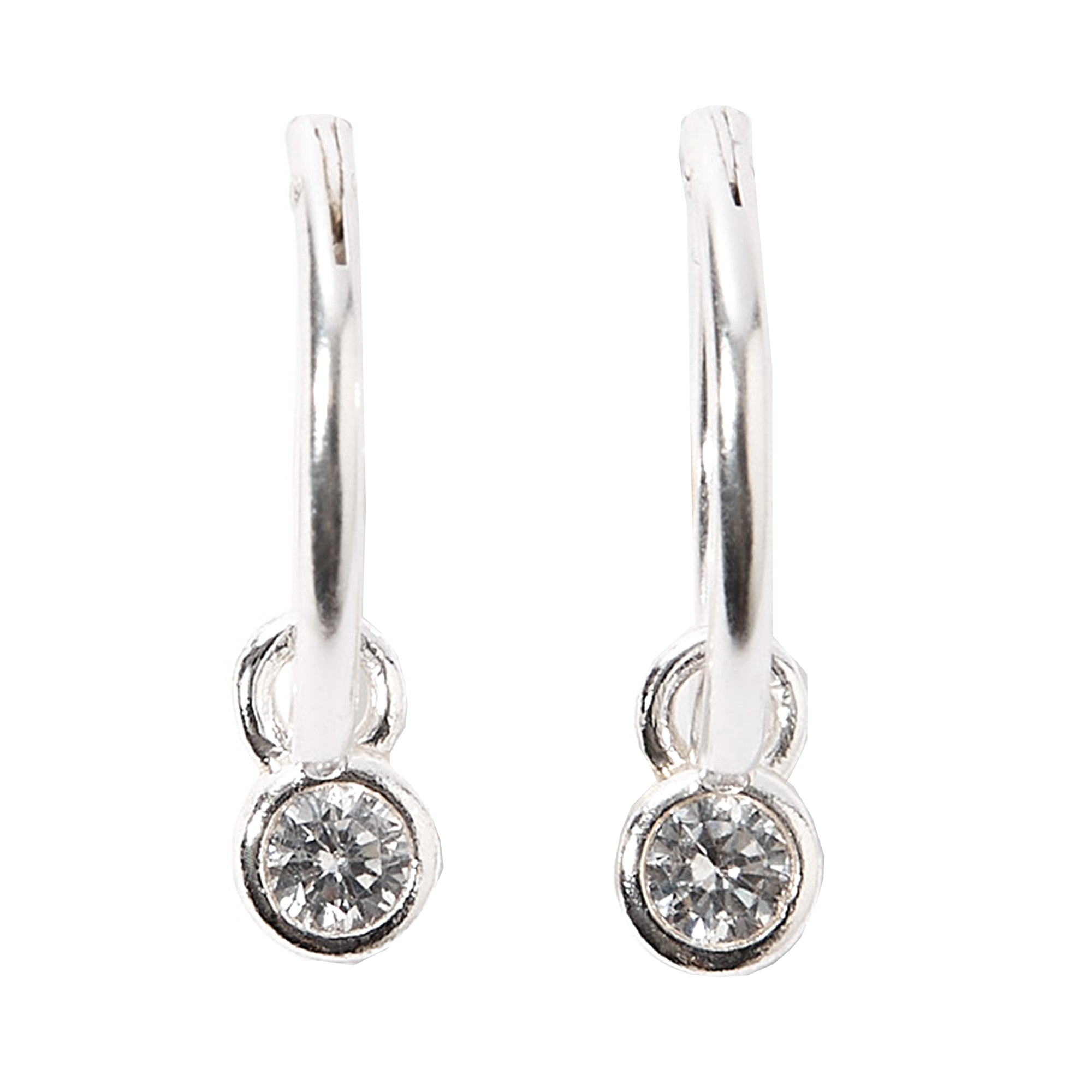 925 Pure Sterling Silver Sparkle Huggie Earrings For Women