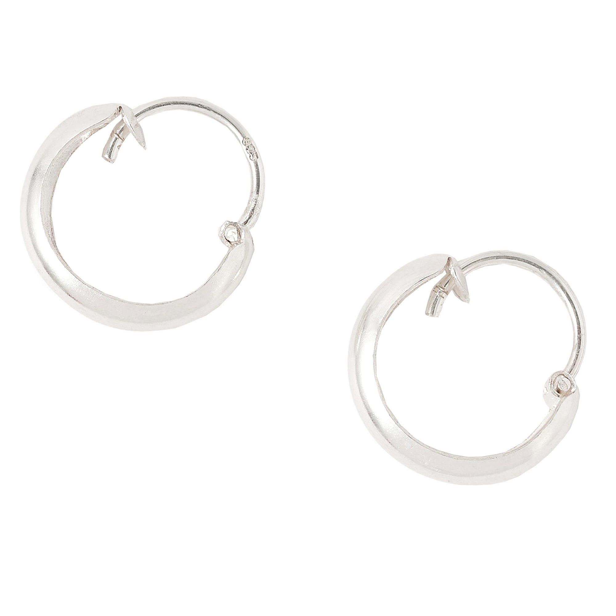 925 Pure Sterling Silver Wide Plain Hoops Earring For Women