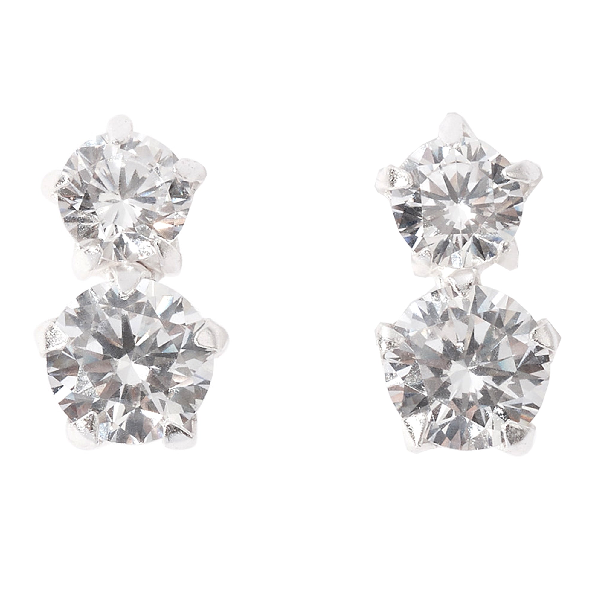 925 Pure Sterling Silver Layer Sparkle Studs Earring For Women