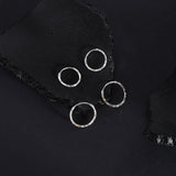 925 Pure Sterling Silver Set of 2 Diamond Cut Hoops Earrings For Women