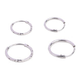 925 Pure Sterling Silver Set of 2 Diamond Cut Hoops Earrings For Women