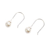 925 Pure Sterling Silver Sleek Pearl Drop Earrings For Women