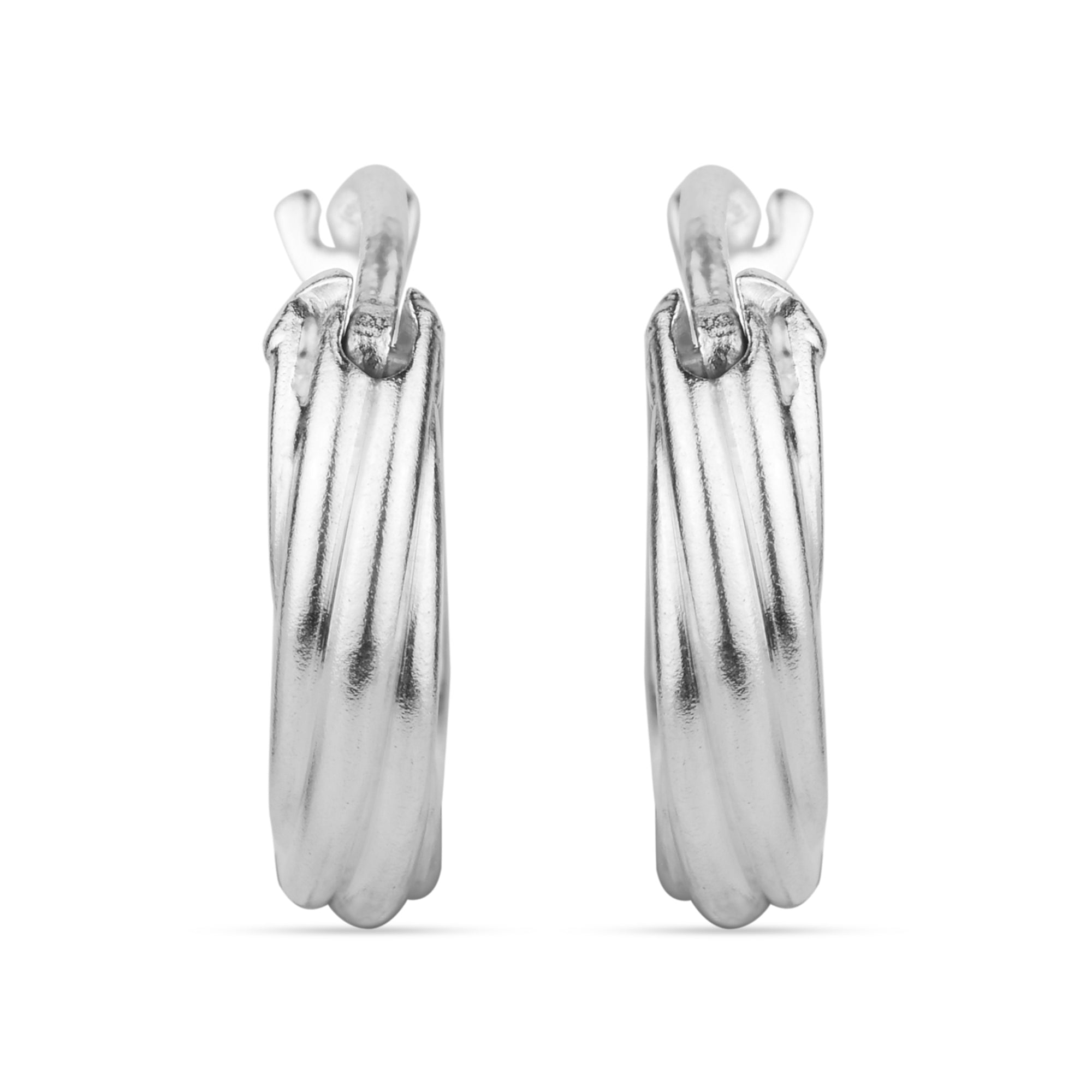 925 Pure Sterling Silver Twisted Hoops Earrings For Women