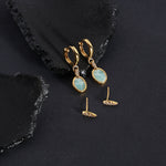 Real Gold Plated Z Stone Amazonite Stud And Hoop Earring Set For Women By Accessorize London