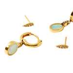 Real Gold Plated Z Stone Amazonite Stud And Hoop Earring Set For Women By Accessorize London