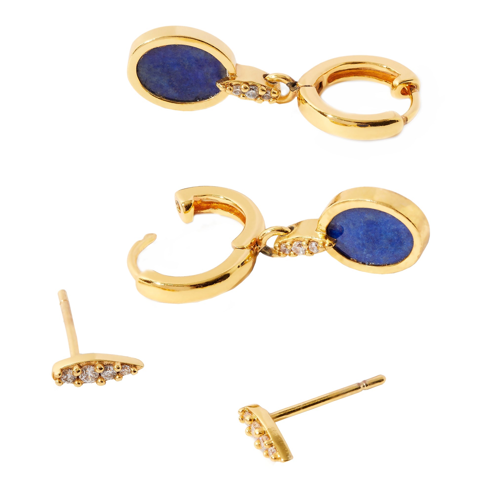 14CT Yellow Gold Lapis Lazuli Earrings  Curio  Jewel