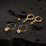 Real Gold Plated 3 Pack Celestial Stud And Hoop Earring For Women By Accessorize London