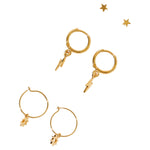 Real Gold Plated 3 Pack Celestial Stud And Hoop Earring For Women By Accessorize London