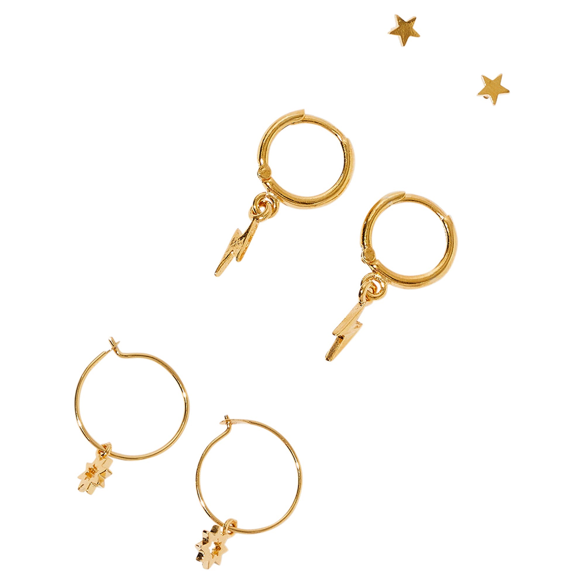 Real Gold Plated 3 Pack Celestial Stud And Hoop Earring For Women By Accessorize London