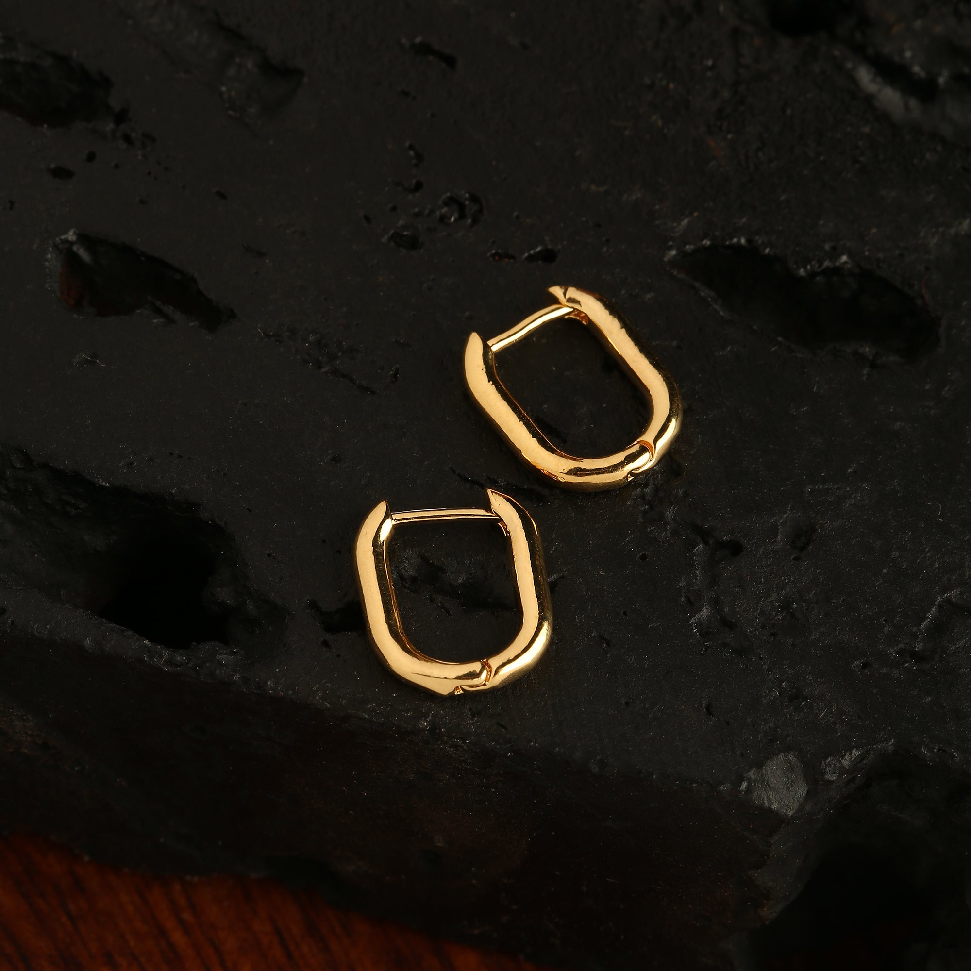 Real Gold Plated Rectangular Hoop Earring For Women By Accessorize London