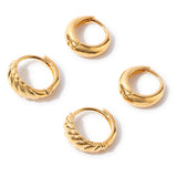 Real Gold Plated 2 Pack Twisted And Plain Hoop Earring For Women By Accessorize London