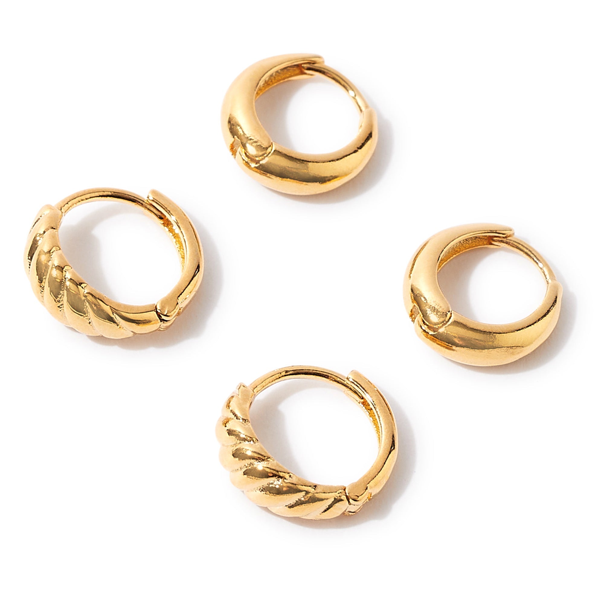 Real Gold Plated 2 Pack Twisted And Plain Hoop Earring For Women By Accessorize London