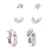 Platinum Plated 3 Pack Celestial Stud And Hoop Earring For Women By Accessorize London