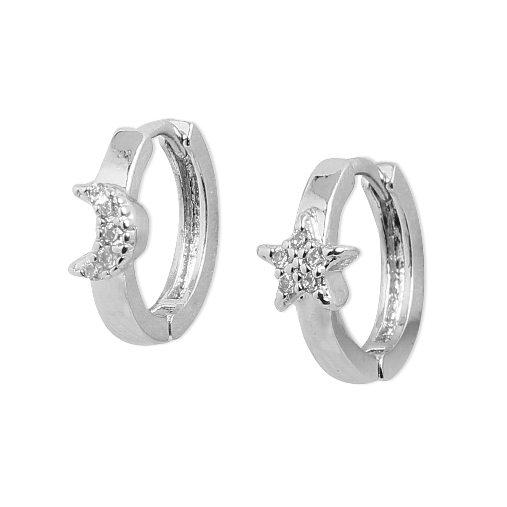 Platinum Plated 3 Pack Celestial Stud And Hoop Earring For Women By Accessorize London