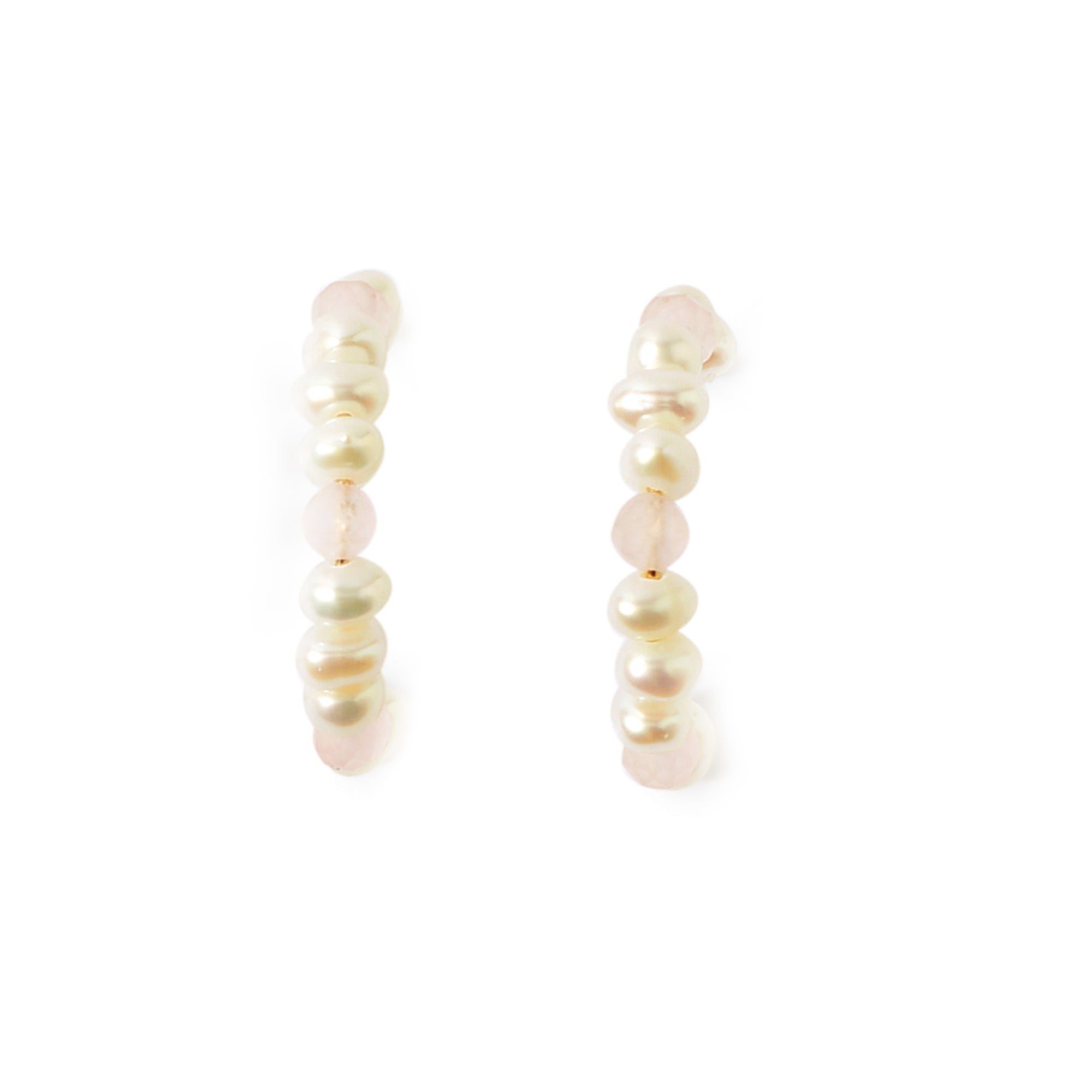 Real Gold Plated Pearl And Rose Quartz Hoop Earrings For Women By Accessorize London
