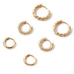 Real Gold Plated 3 Pack Plain Metal Twisted Hoop Earring For Women By Accessorize London