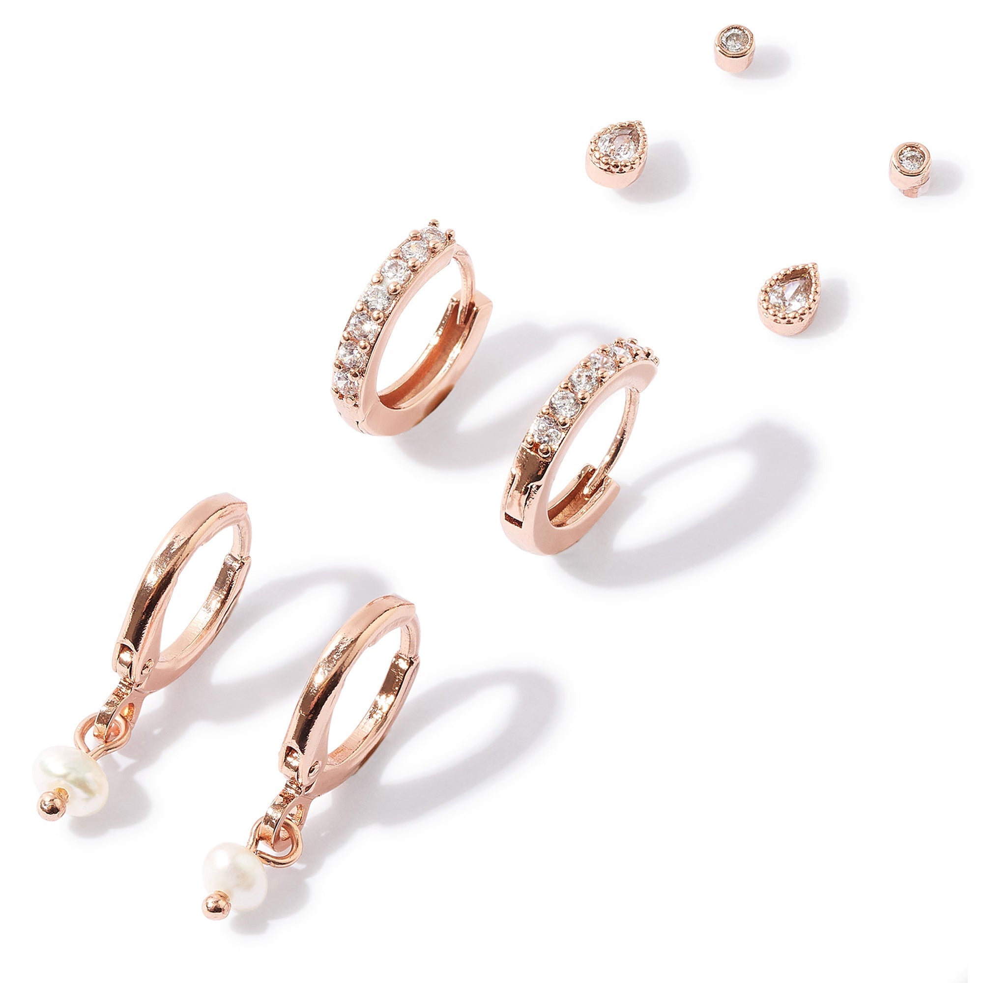 Real Gold Plated 4 Pack Pearl Stud And Hoop Earring For Women By Accessorize London