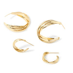 Real Gold Plated Z Set of 2 Large Twisted Graduated Hoop Earrings For Women By Accessorize London