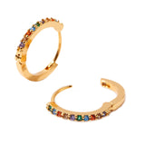 Real Gold Plated Rainbow Huggie Hoop Earrings For Women By Accessorize London