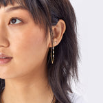 Real Gold Plated Z Set of 3 Pairs Pearl Stud And Chain Earrings For Women By Accessorize London