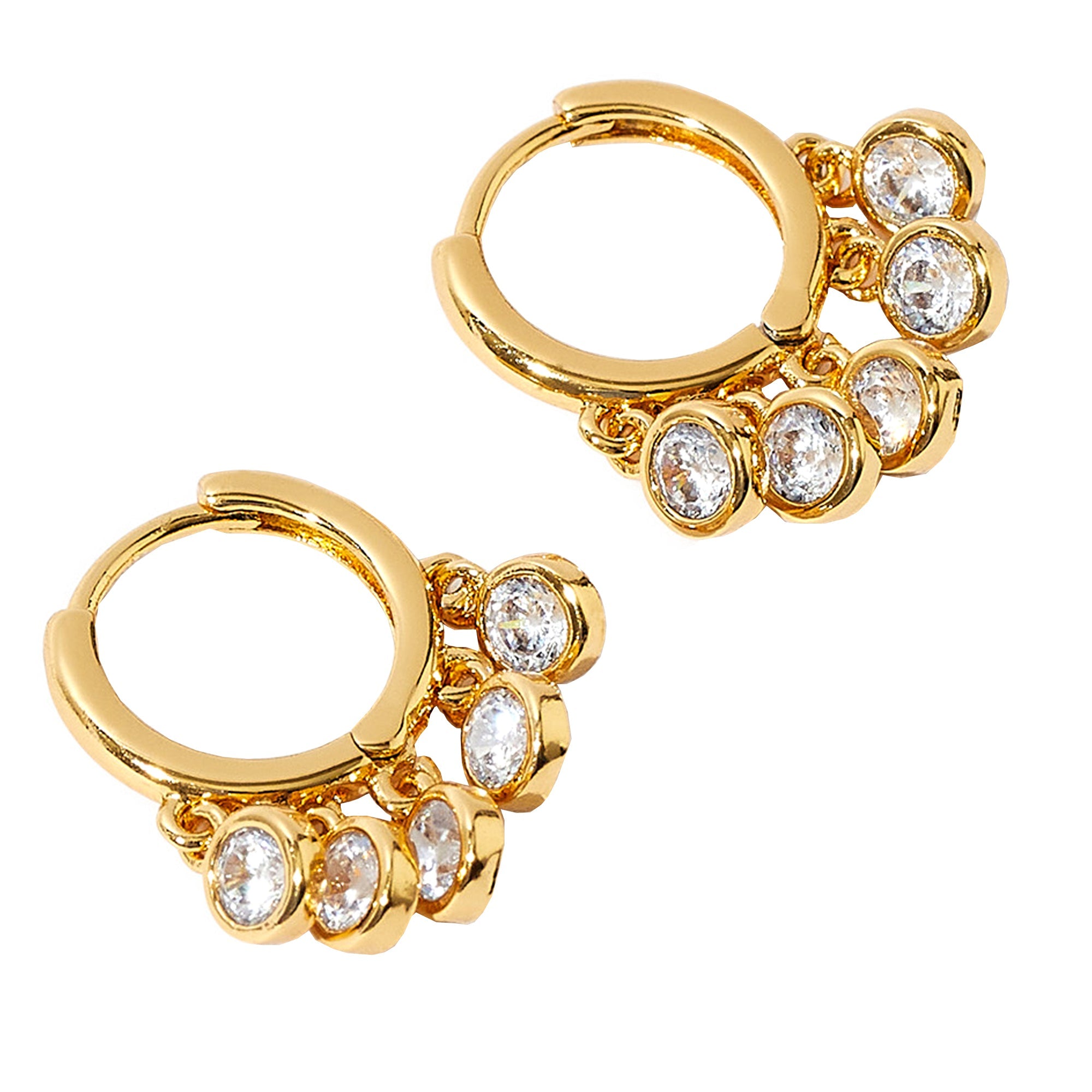 Real Gold Plated Z Sparkle Fan Charm Huggies Earrings For Women By Accessorize London